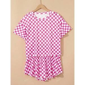 NEW AAPPARELLA women's checkered 2-piece skort set in pink
